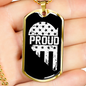 Proud Men In Blue Necklace Stainless Steel or 18k Gold Dog Tag 24"-Express Your Love Gifts
