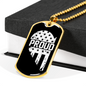 Proud Men In Blue Necklace Stainless Steel or 18k Gold Dog Tag 24"-Express Your Love Gifts