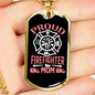 Proud Mom Of Firefighter Gift Stainless Steel or 18k Gold Dog Tag 24" Chain-Express Your Love Gifts