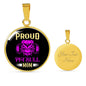 Proud Pitbull Mom Necklace Circle Pendant Stainless Steel or 18k Gold 18-22"-Express Your Love Gifts