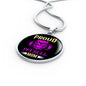 Proud Pitbull Mom Necklace Circle Pendant Stainless Steel or 18k Gold 18-22"-Express Your Love Gifts