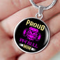 Proud Pitbull Mom Necklace Circle Pendant Stainless Steel or 18k Gold 18-22"-Express Your Love Gifts