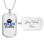 Proud Police Brother Necklace Stainless Steel or 18k Gold Dog Tag 24"-Express Your Love Gifts