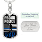 Proud Police Dad Dog Tag Pendant Keychain Stainless Steel or 18k Gold-Express Your Love Gifts