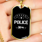 Proud Police Mom Plain Necklace Stainless Steel or 18k Gold Dog Tag 24"-Express Your Love Gifts