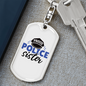 Proud Police Sister Keychain Stainless Steel or 18k Gold Dog Tag Keyring-Express Your Love Gifts
