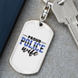 Proud Police Wife Keychain Stainless Steel or 18k Gold Dog Tag Keyring-Express Your Love Gifts