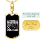 Proud Truckers Wife Swivel Keychain Dog Tag Stainless Steel or 18k Gold-Express Your Love Gifts