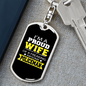 Proud Wife Of A Policeman Keychain Stainless Steel or 18k Gold Dog Tag Keyring-Express Your Love Gifts