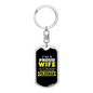 Proud Wife Of A Policeman Keychain Stainless Steel or 18k Gold Dog Tag Keyring-Express Your Love Gifts