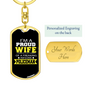 Proud Wife Of A Policeman Keychain Stainless Steel or 18k Gold Dog Tag Keyring-Express Your Love Gifts