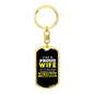 Proud Wife Of A Policeman Keychain Stainless Steel or 18k Gold Dog Tag Keyring-Express Your Love Gifts