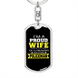 Proud Wife Of A Policeman Keychain Stainless Steel or 18k Gold Dog Tag Keyring-Express Your Love Gifts