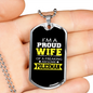 Proud Wife Of A Policeman Necklace Stainless Steel or 18k Gold Dog Tag 24"-Express Your Love Gifts