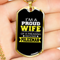 Proud Wife Of A Policeman Necklace Stainless Steel or 18k Gold Dog Tag 24"-Express Your Love Gifts