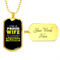 Proud Wife Of A Policeman Necklace Stainless Steel or 18k Gold Dog Tag 24"-Express Your Love Gifts