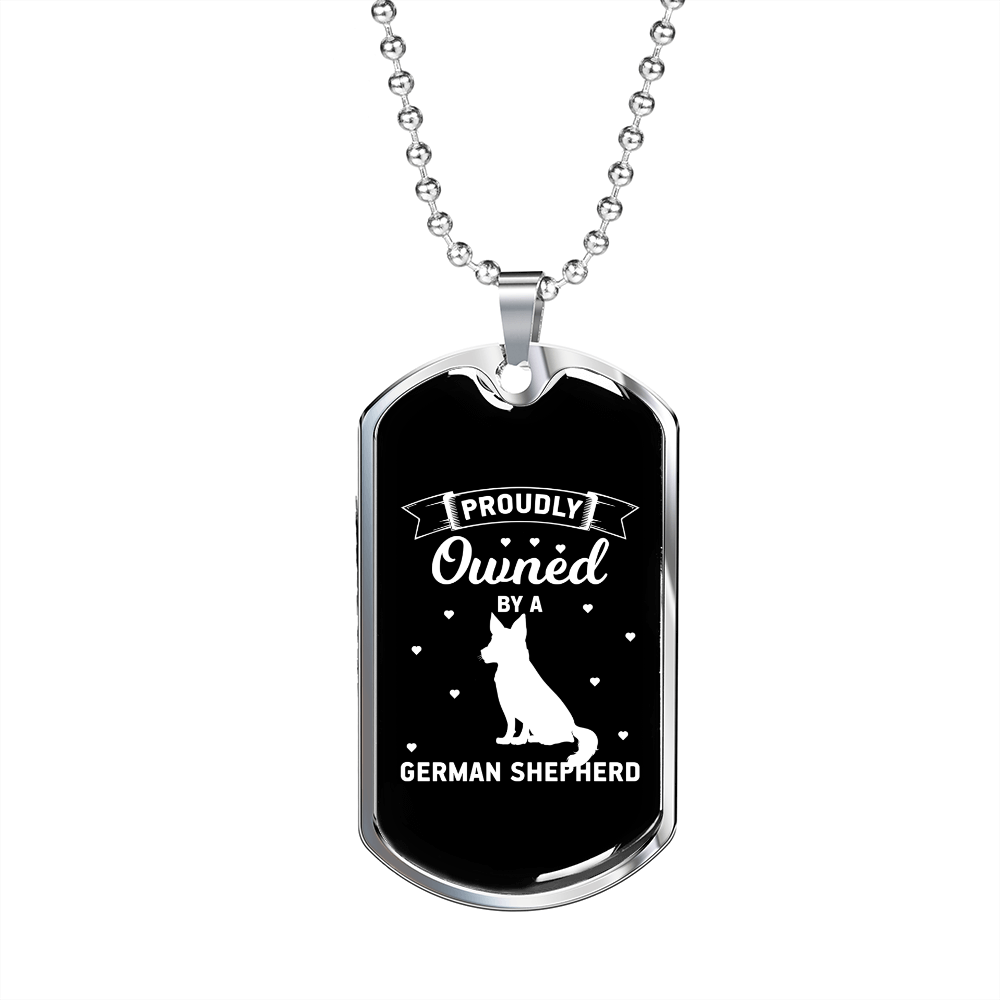 Proudly Owned Necklace Stainless Steel or 18k Gold Dog Tag 24" Chain-Express Your Love Gifts