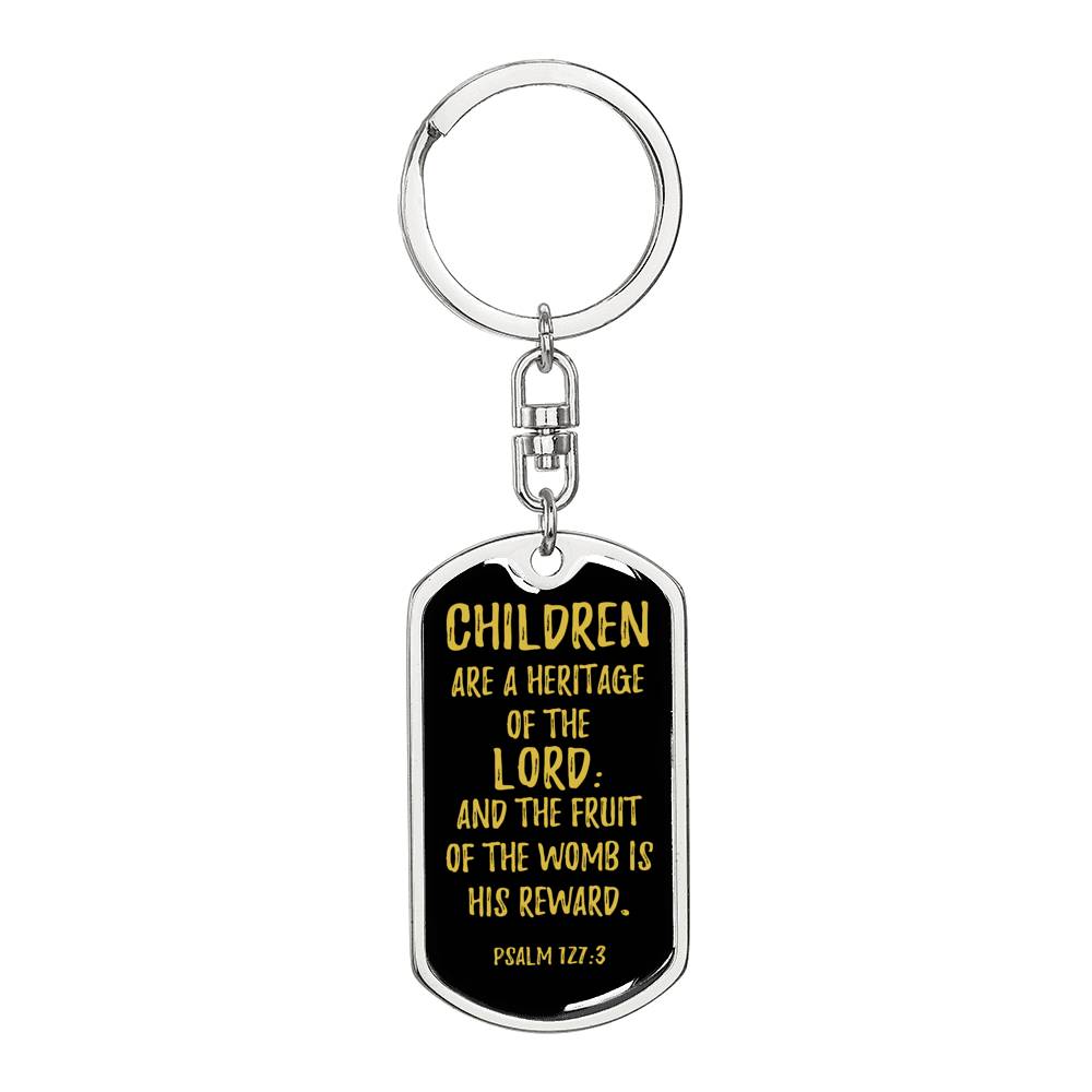 Psalm 127:3 Dog Tag Pendant Keychain Stainless Steel or 18k Gold-Express Your Love Gifts