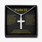 Psalm 23 Cross Card Necklace w Stainless Steel Pendant-Express Your Love Gifts