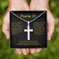 Psalm 23 Cross Card Necklace w Stainless Steel Pendant-Express Your Love Gifts