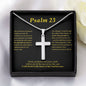 Psalm 23 Cross Card Necklace w Stainless Steel Pendant-Express Your Love Gifts