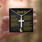 Psalm 23 Tagalog Awit 23 Cross Card Necklace w Stainless Steel Pendant-Express Your Love Gifts