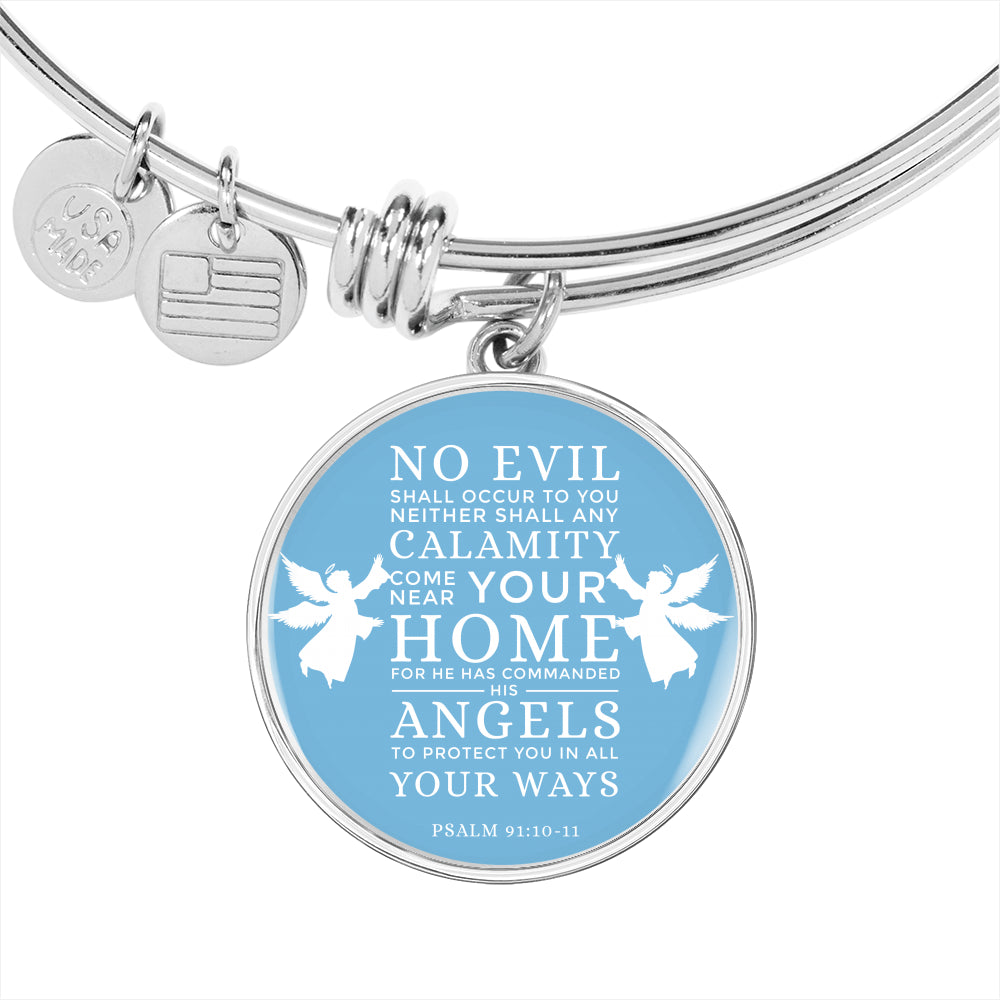 Psalm 91:1011 Bible Verse Stainless Steel or 18k Gold Circle Bangle Bracelet-Express Your Love Gifts