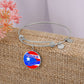 Puerto Rican Princess Flag Stainless Steel or 18k Gold Circle Bangle Bracelet-Express Your Love Gifts