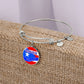 Puerto Rican Princess Flag Stainless Steel or 18k Gold Circle Bangle Bracelet-Express Your Love Gifts