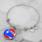 Puerto Rican Princess Flag Stainless Steel or 18k Gold Circle Bangle Bracelet-Express Your Love Gifts