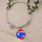 Puerto Rican Princess Flag Stainless Steel or 18k Gold Circle Bangle Bracelet-Express Your Love Gifts