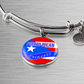 Puerto Rican Princess Flag Stainless Steel or 18k Gold Circle Bangle Bracelet-Express Your Love Gifts