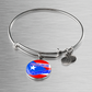 Puerto Rican Princess Flag Stainless Steel or 18k Gold Circle Bangle Bracelet-Express Your Love Gifts
