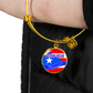 Puerto Rican Princess Flag Stainless Steel or 18k Gold Circle Bangle Bracelet-Express Your Love Gifts
