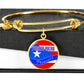 Puerto Rican Princess Flag Stainless Steel or 18k Gold Circle Bangle Bracelet-Express Your Love Gifts