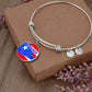 Puerto Rican Princess Flag Stainless Steel or 18k Gold Circle Bangle Bracelet-Express Your Love Gifts