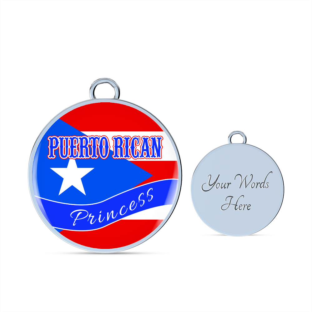 Puerto Rican Princess Flag Stainless Steel or 18k Gold Circle Bangle Bracelet-Express Your Love Gifts