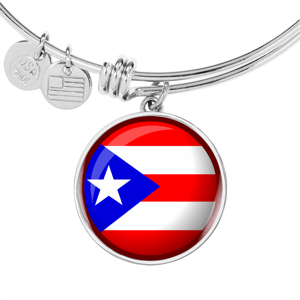 Puerto Rico Flag Stainless Steel or 18k Gold Circle Bangle Bracelet-Express Your Love Gifts