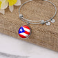 Puerto Rico Flag Stainless Steel or 18k Gold Circle Bangle Bracelet-Express Your Love Gifts