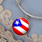 Puerto Rico Flag Stainless Steel or 18k Gold Circle Bangle Bracelet-Express Your Love Gifts
