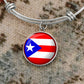 Puerto Rico Flag Stainless Steel or 18k Gold Circle Bangle Bracelet-Express Your Love Gifts