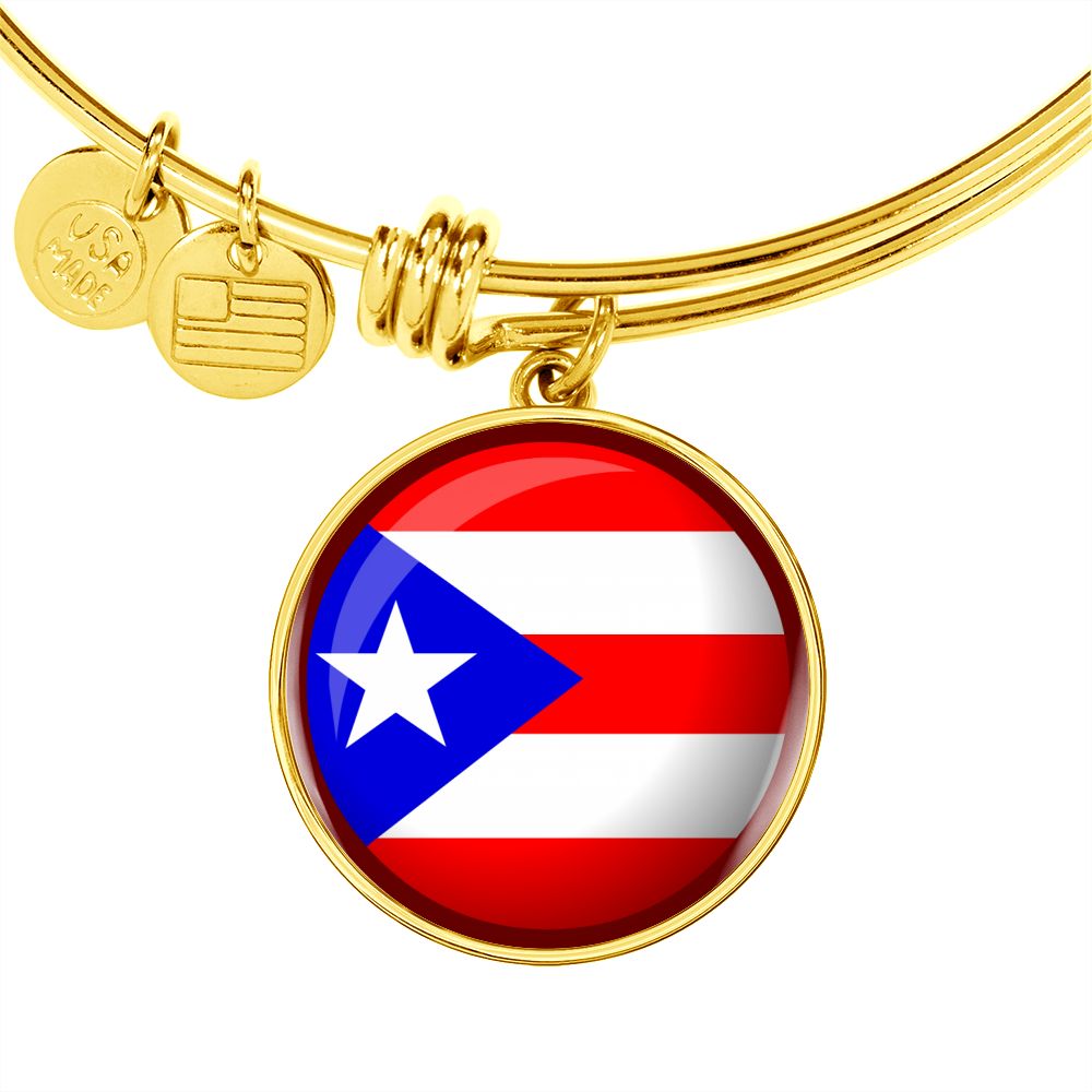 Puerto Rico Flag Stainless Steel or 18k Gold Circle Bangle Bracelet-Express Your Love Gifts