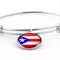 Puerto Rico Flag Stainless Steel or 18k Gold Circle Bangle Bracelet-Express Your Love Gifts