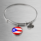 Puerto Rico Flag Stainless Steel or 18k Gold Circle Bangle Bracelet-Express Your Love Gifts