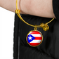 Puerto Rico Flag Stainless Steel or 18k Gold Circle Bangle Bracelet-Express Your Love Gifts