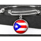 Puerto Rico Flag Stainless Steel or 18k Gold Circle Bangle Bracelet-Express Your Love Gifts