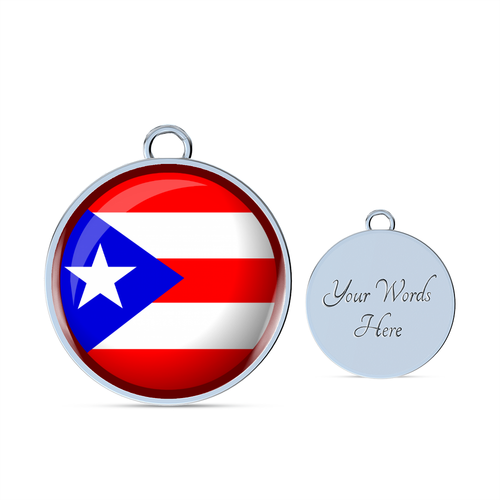 Puerto Rico Flag Stainless Steel or 18k Gold Circle Bangle Bracelet-Express Your Love Gifts