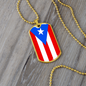 Puerto Rico Flag Dog Tag Stainless Steel or 18k Gold Necklace w 24" Chain-Express Your Love Gifts