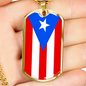 Puerto Rico Flag Dog Tag Stainless Steel or 18k Gold Necklace w 24" Chain-Express Your Love Gifts