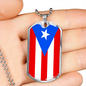 Puerto Rico Flag Dog Tag Stainless Steel or 18k Gold Necklace w 24" Chain-Express Your Love Gifts